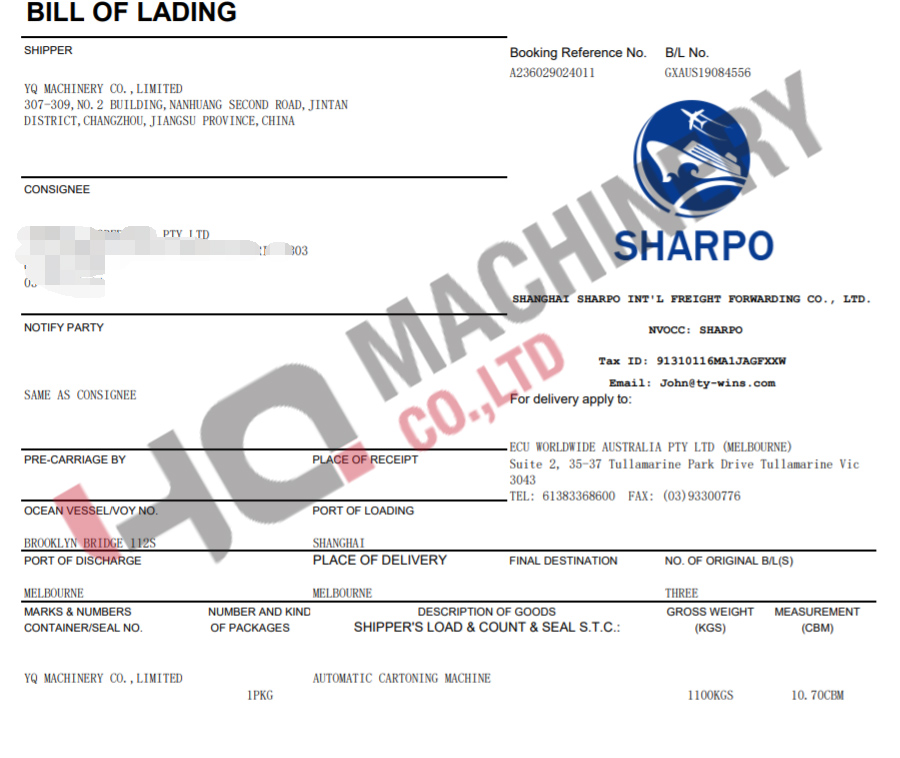 bottle cartoning machine